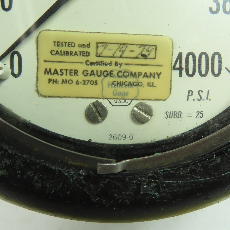 Helicoid 2609-0 6" 0-4000PSI Pressure Gauge 1/4NPT