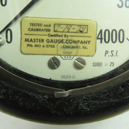 Helicoid 2609-0 6" 0-4000PSI Pressure Gauge 1/4NPT