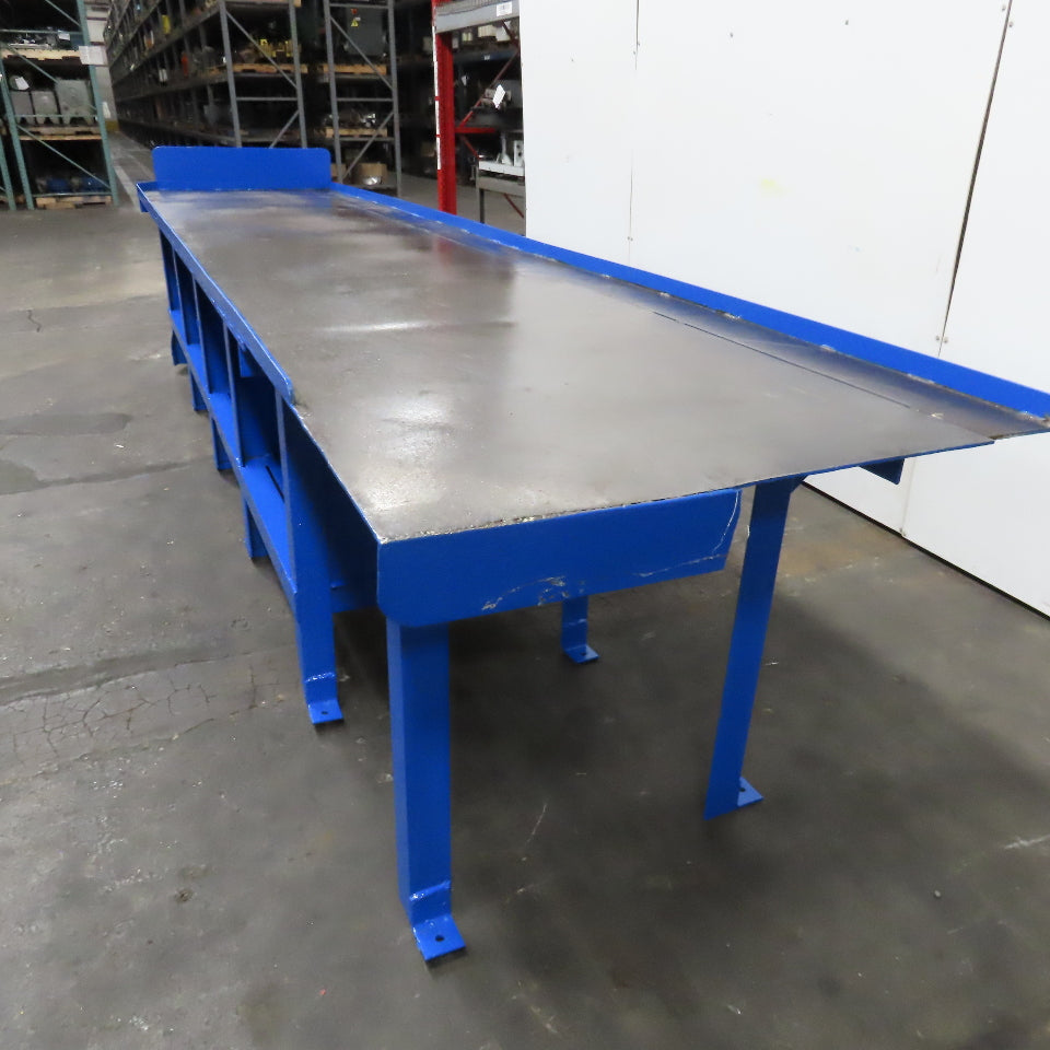 42" x 187" x 37" Tall Steel Top Work Assembly Maintenance Bench Table W/ Storage