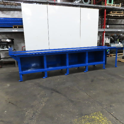 42" x 187" x 37" Tall Steel Top Work Assembly Maintenance Bench Table W/ Storage