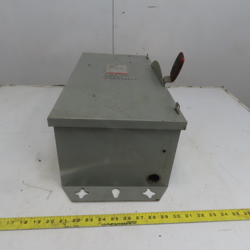 Westinghouse Bryant GFN423N 100A 240V 3 Pole Fusible Safety Disconnect Switch