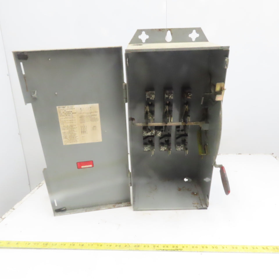 Westinghouse Bryant GFN423N 100A 240V 3 Pole Fusible Safety Disconnect Switch