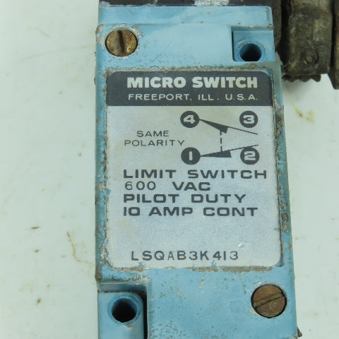 Micro Switch LSQAB3K413 10 Amp 600VAC Rocker Arm Cam Roller Limit Switch