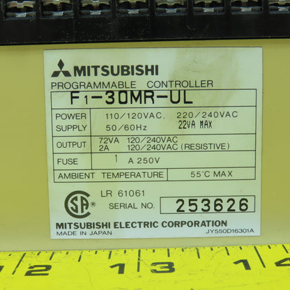 Mitsubishi F1-30MR-UL Melsec Programmable Controller 120/240VAC