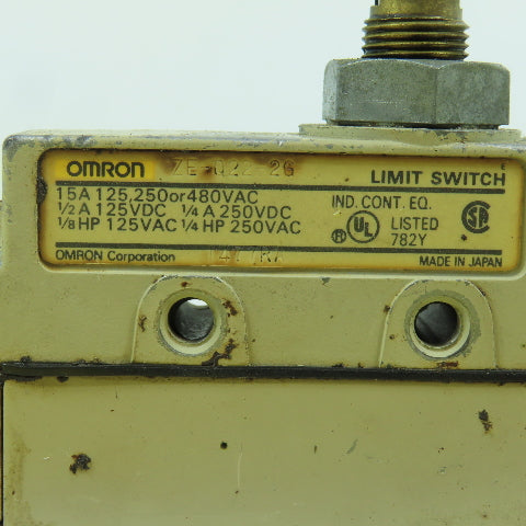 Omron ZE-Q22-2G Roller Plunger Limit Switch 15A 125-250-480VAC 1/4HP