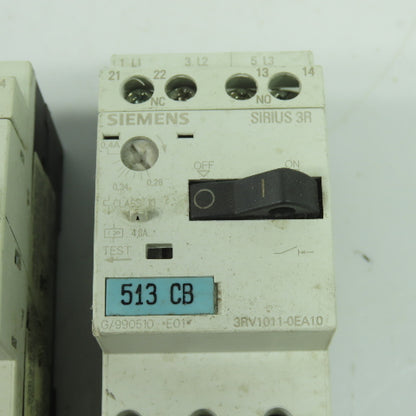 Siemens 3RV1011-0EA10 600V Motor Starter Breaker 3-Pole 0.28-0.4A Lot Of 5