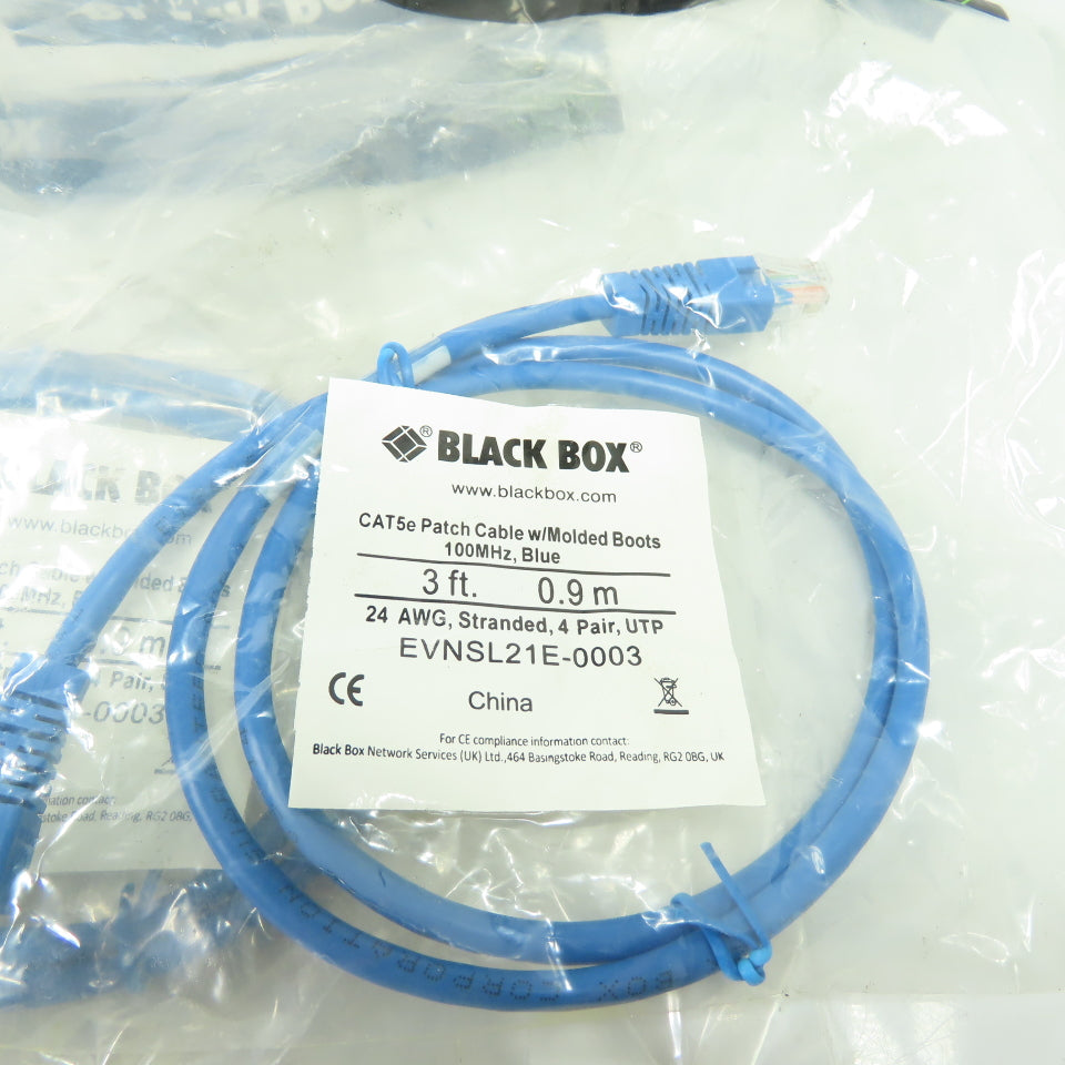 Black Box EVNSL21E-0003 Blue Patch Cable W/Molded Boots 100MHz Lot Of 8