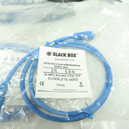 Black Box EVNSL21E-0003 Blue Patch Cable W/Molded Boots 100MHz Lot Of 8