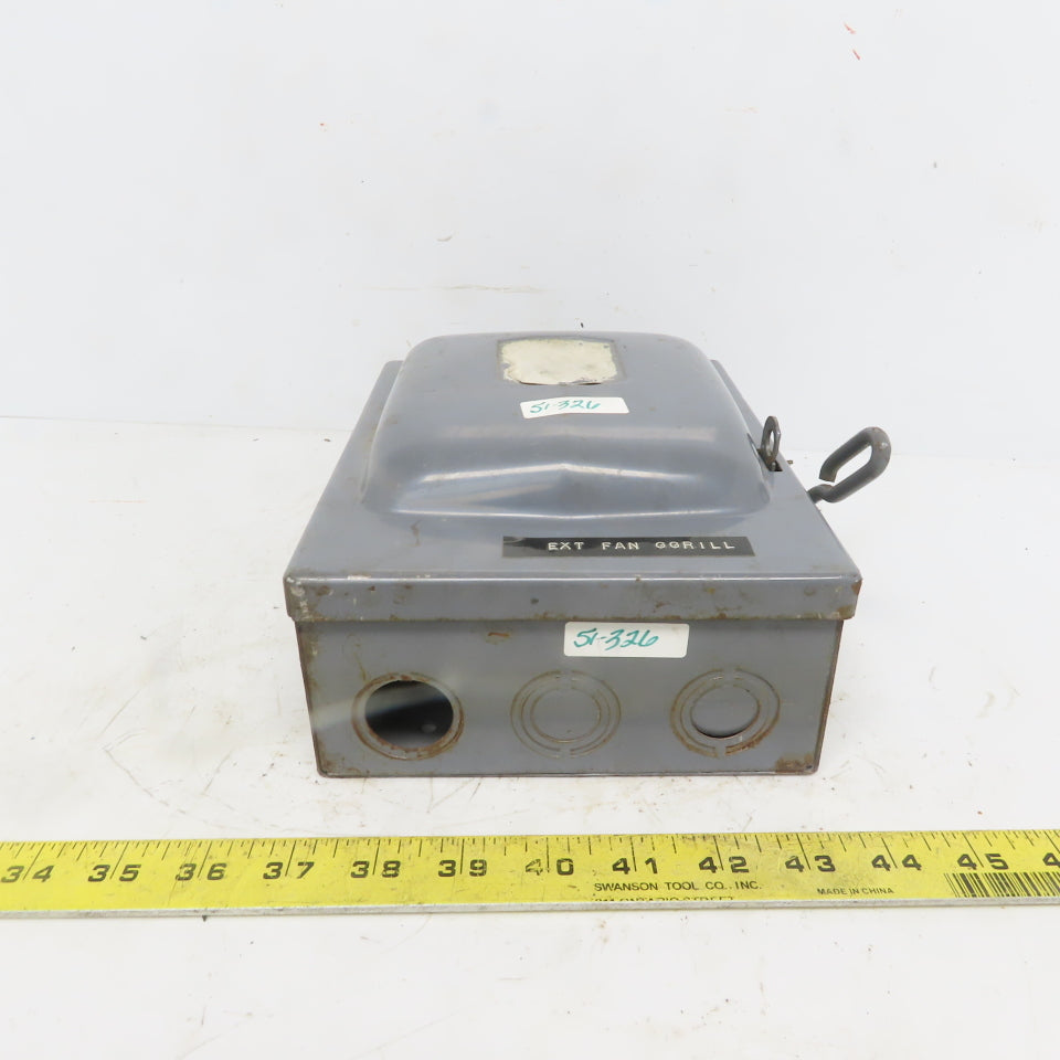 Square D D-91351 Ser A3 30A 240V 3 Pole Non -Fused Safety Switch Disconnect