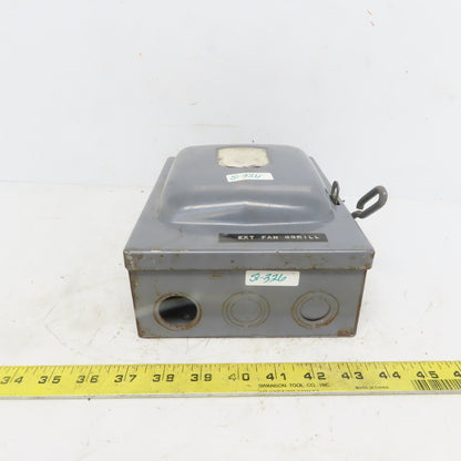 Square D D-91351 Ser A3 30A 240V 3 Pole Non -Fused Safety Switch Disconnect