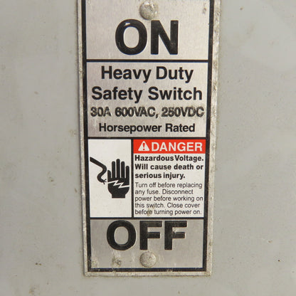 Siemens HNF361R 30A Heavy Duty Non-Fusible Safety Disconnect Switch 600VAC 3R