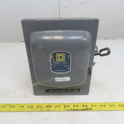 Square D D-91351 Ser A3 30A 240V 3 Pole Non-Fused Safety Switch Disconnect