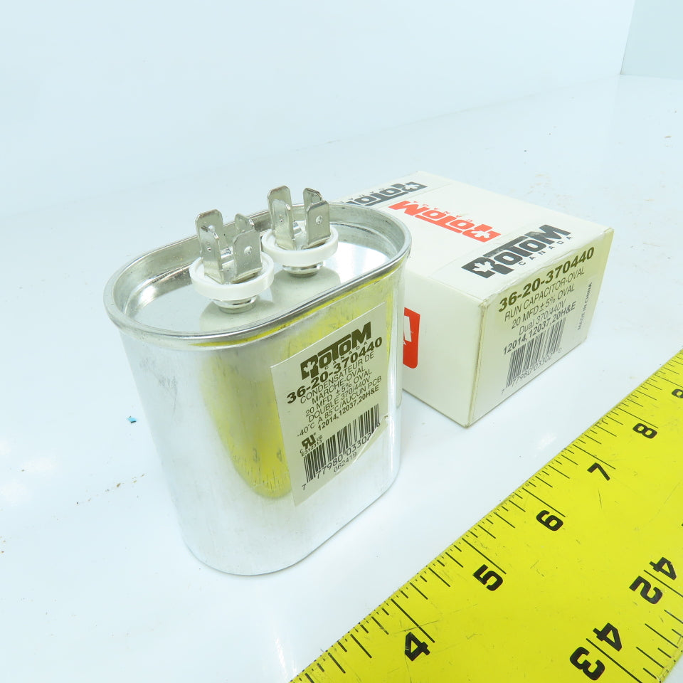 Rotom 36-20-370440 20 MFD +5% Oval Run Capacitor Dual 370/440V