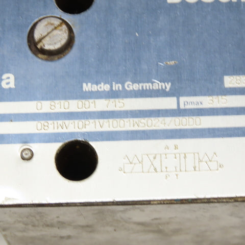 Bosch 081WV10P1V1001WS024/00D0 5/3 Position Closed Center Solenoid Valve 24VDC