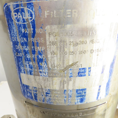 Pall Stainless Steel Cartridge Filter Housing 2.165" Flanged Ports 265PSIG