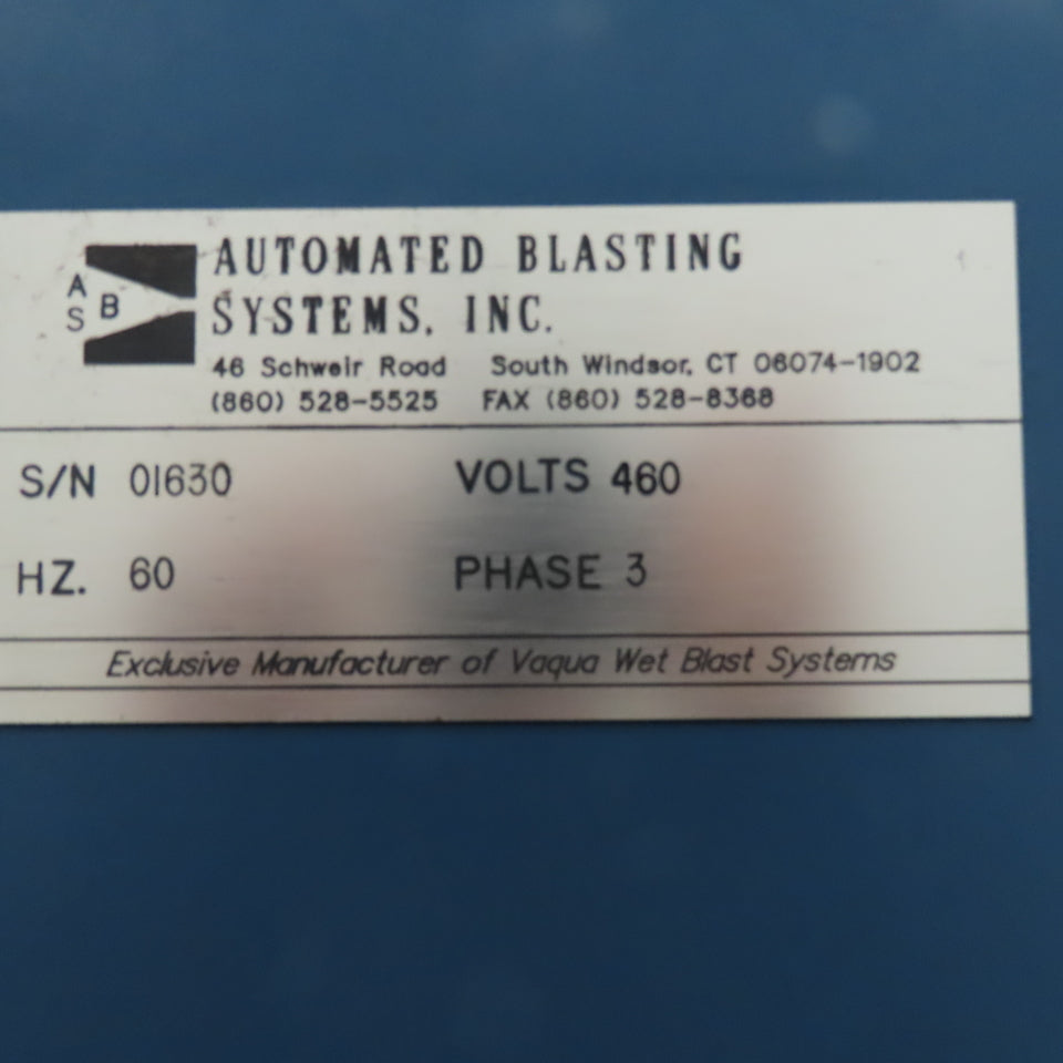 Automated Blasting Auto 4x4 Vaqua Wet Blast System 230/460V 3PH (NEEDS REPAIR)