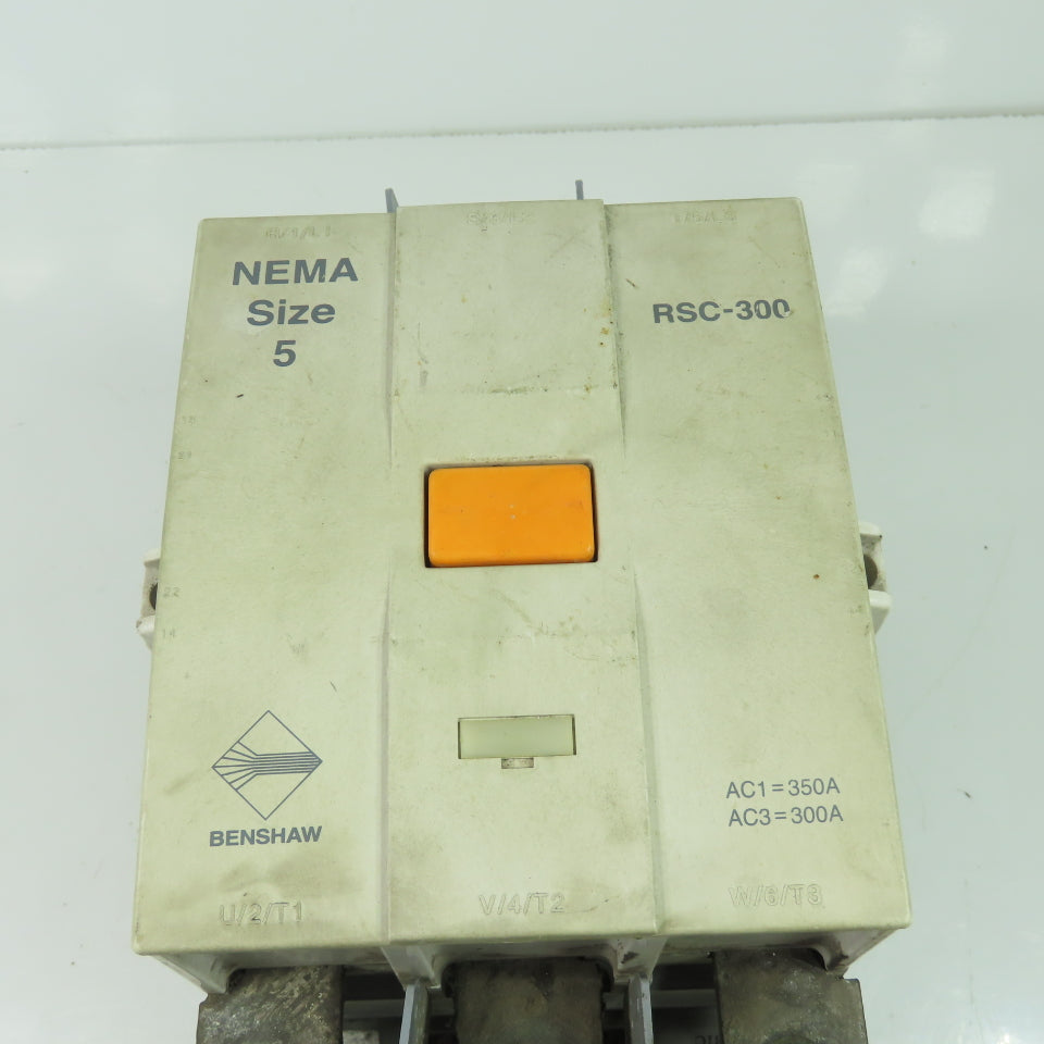 Benshaw RSC-300 600V Nema Size 5 Magnetic Contactor 350A 100-240V Coil