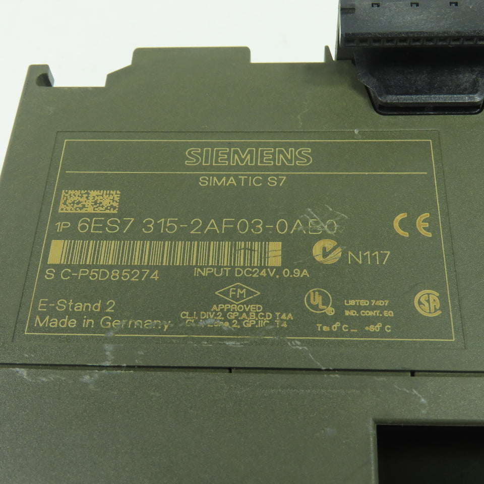 Siemens 1P 6ES7 315-2AF03-0AB0 Simatic S7-300 Controller Module 24VDC Input 0.9A