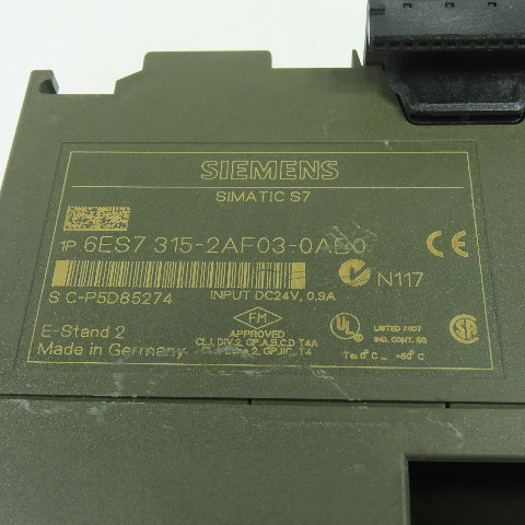 Siemens 1P 6ES7 315-2AF03-0AB0 Simatic S7-300 Controller Module 24VDC Input 0.9A