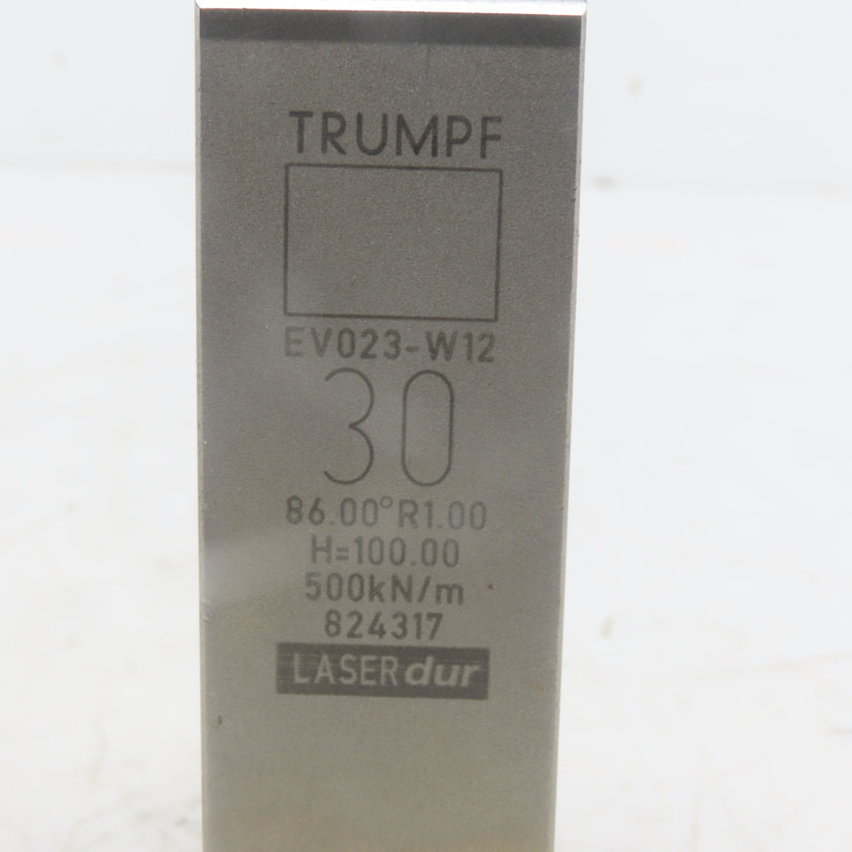 Trumpf 824317 EV023-W12 Brake Press Die 86° 30mm Wide R1.00 H=100mm Laser dur