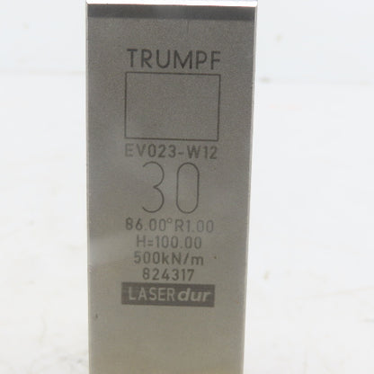 Trumpf 824317 EV023-W12 Brake Press Die 86° 30mm Wide R1.00 H=100mm Laser dur