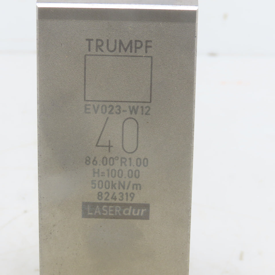 Trumpf 824319 EV023-W12 Brake Press Die 86° 40mm Wide R1.00 H=100mm Laser dur