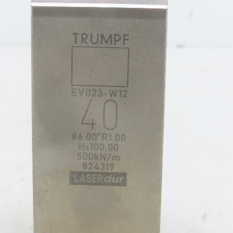 Trumpf 824319 EV023-W12 Brake Press Die 86° 40mm Wide R1.00 H=100mm Laser dur