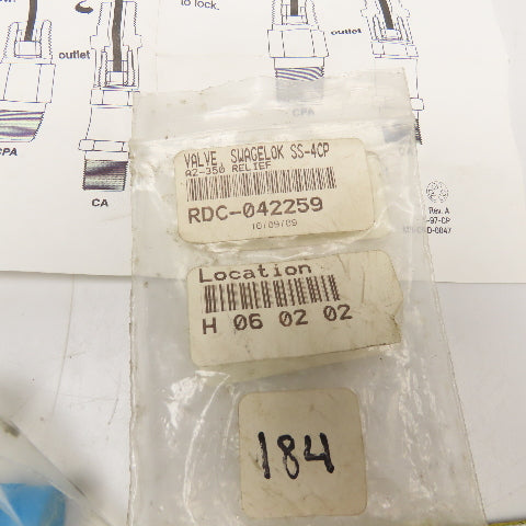 Swagelok SS-4CP 1/4" NPT Stainless Steel Adjustable Check Valve 350-600PSI
