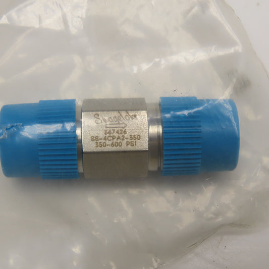Swagelok SS-4CP 1/4" NPT Stainless Steel Adjustable Check Valve 350-600PSI