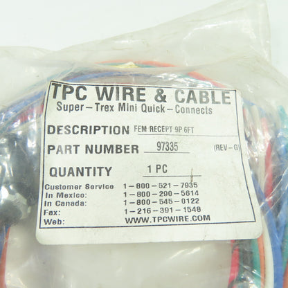 TCP Wire & Cable 97335 9-Pole Female Single End Receptacle 6' 600V