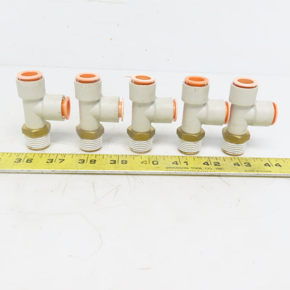 SMC KQ2Y13-37AS Push-to-Connect Push-to-Connect Fitting Run Tee 1/2" OD Lot of 5