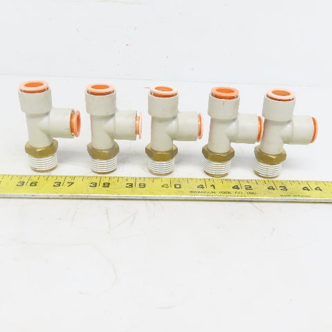 SMC KQ2Y13-37AS Push-to-Connect Push-to-Connect Fitting Run Tee 1/2" OD Lot of 5