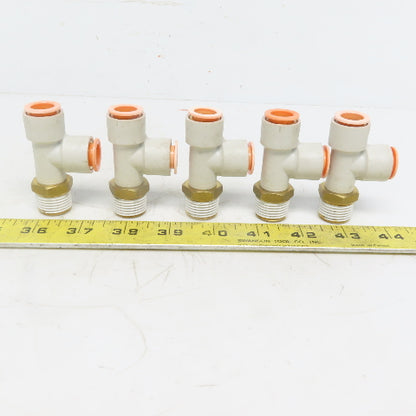 SMC KQ2Y13-37AS Push-to-Connect Push-to-Connect Fitting Run Tee 1/2" OD Lot of 5