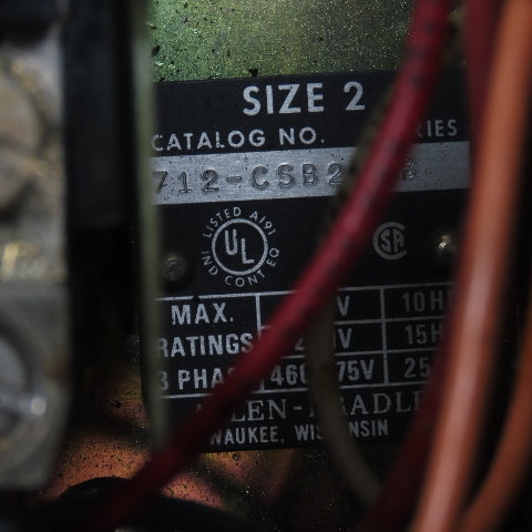 Allen Bradley 712-CSB25 Size 2 Combination Starter 120V Controls 25HP Max 600V