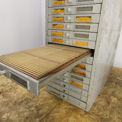 Datavue Vintage 18 Drawer Flat File Blueprint Plans Map File Cabinet 25x11.5x24"