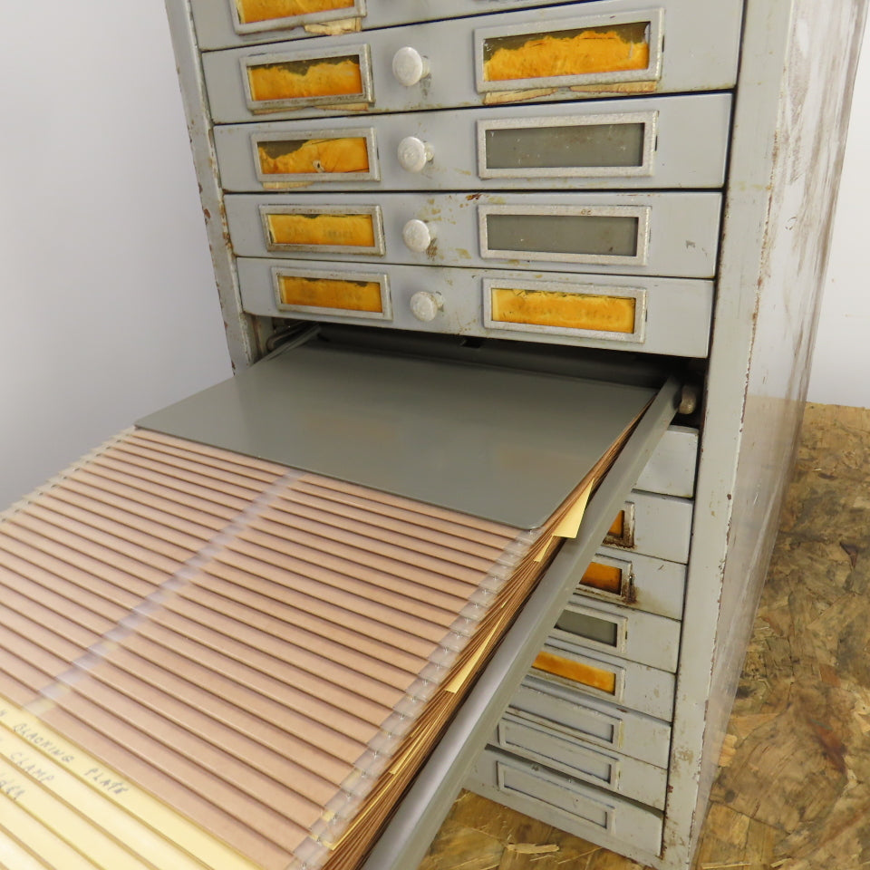 Datavue Vintage 18 Drawer Flat File Blueprint Plans Map File Cabinet 25x11.5x24"