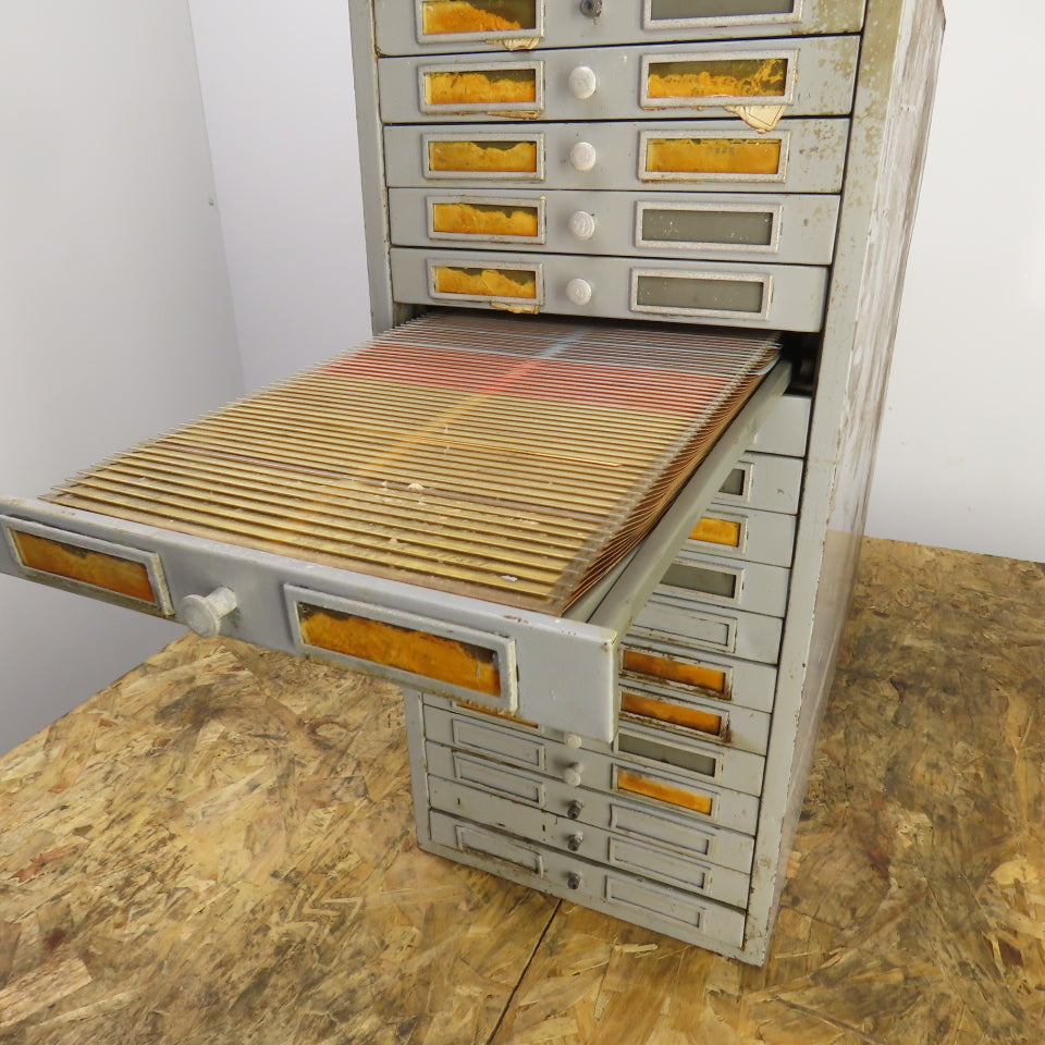 Datavue Vintage 18 Drawer Flat File Blueprint Plans Map File Cabinet 25x11.5x24"