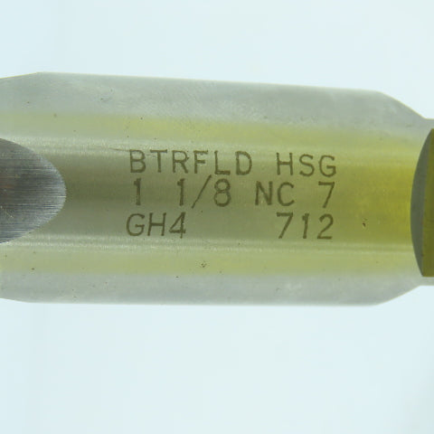 Butterfield 1-1/8"-7 NC HSG 4-Flute Straight Bottoming Tap 5-1/2" OAL USA