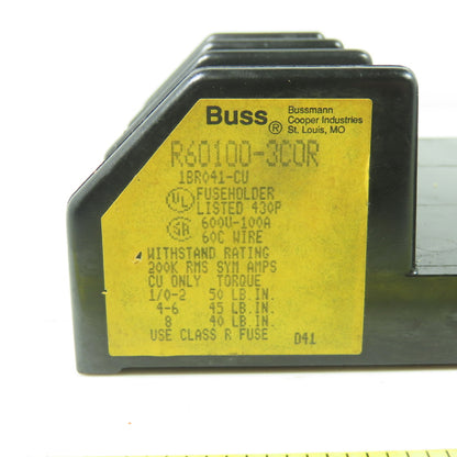 Buss R60100-3C0R 600V Fuse Holder 100A 60C Wire