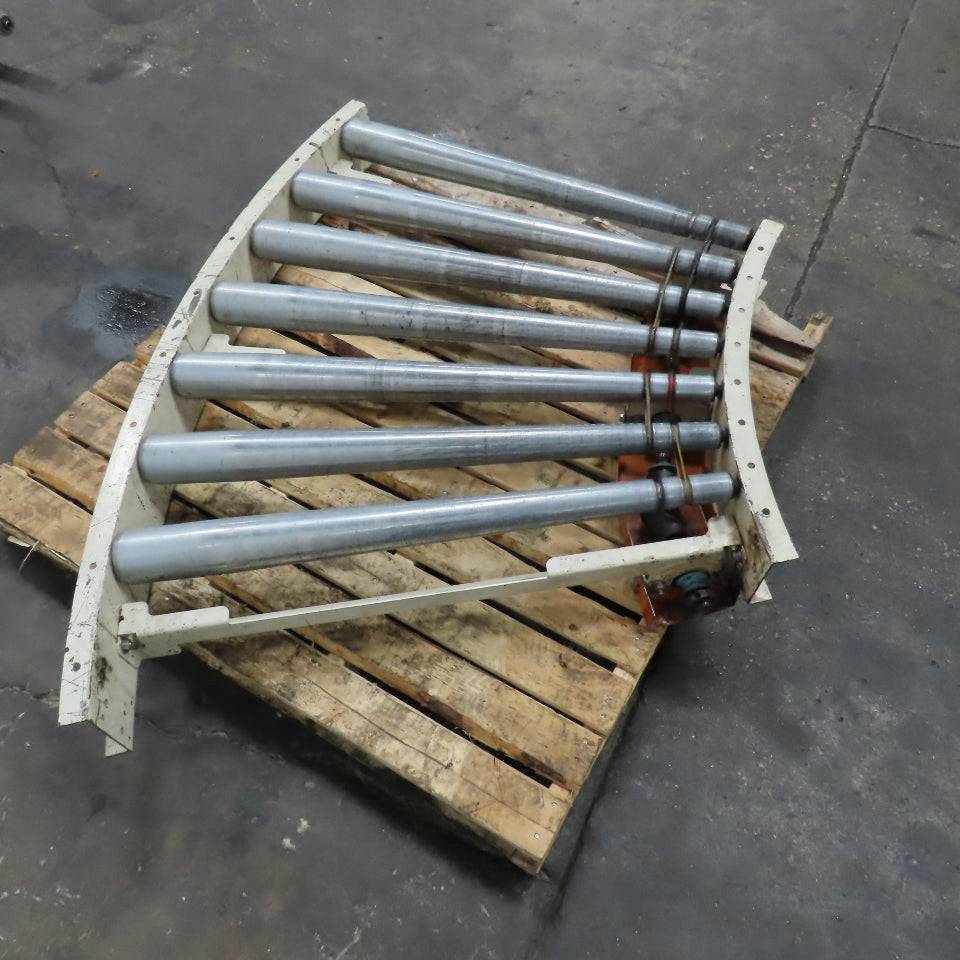 39" Wide 36" BF Tapered Roller Curved Gravity Conveyor Section 72" Radius