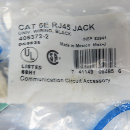AMP Netconnector Cat 5E RJ$% Jack Universal Wiring Black Lot of 2