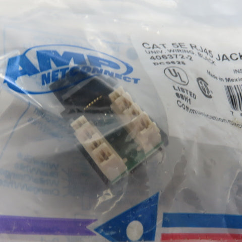 AMP Netconnector Cat 5E RJ$% Jack Universal Wiring Black Lot of 2