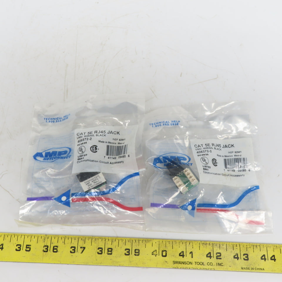 AMP Netconnector Cat 5E RJ$% Jack Universal Wiring Black Lot of 2