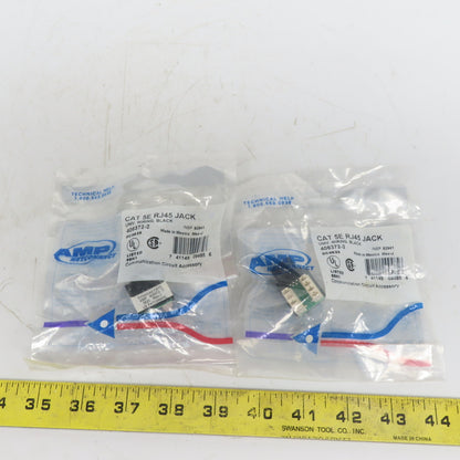 AMP Netconnector Cat 5E RJ$% Jack Universal Wiring Black Lot of 2