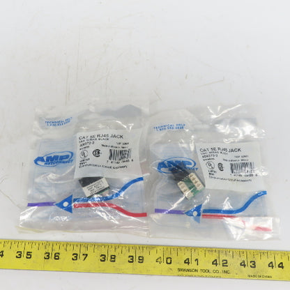 AMP Netconnector Cat 5E RJ$% Jack Universal Wiring Black Lot of 2