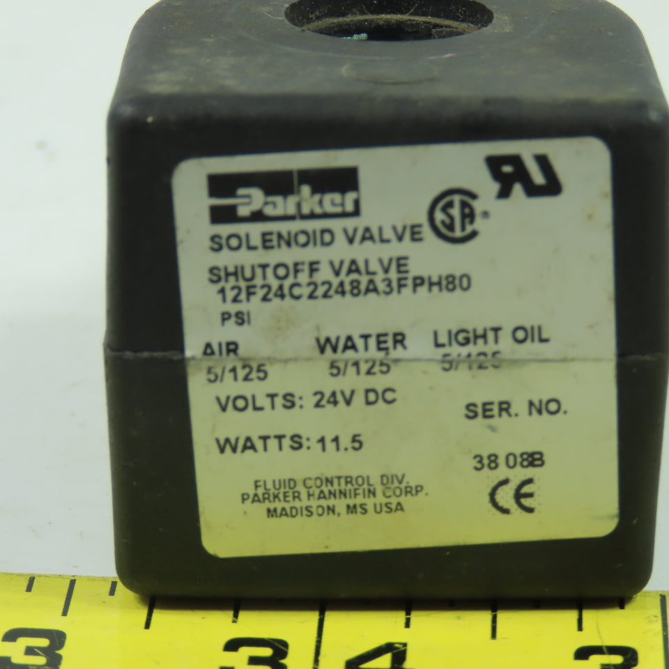 Parker 12F24C2248A3FPH80 24VDC Solenoid Valve Coil 5-125PSI 11.5W