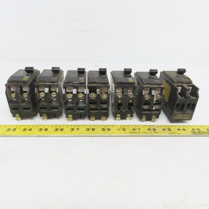 Square D QO Circuit Beakers 2 Pole 15A 30A 40A 70A & 100A Lot of 7
