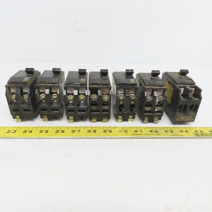 Square D QO Circuit Beakers 2 Pole 15A 30A 40A 70A & 100A Lot of 7