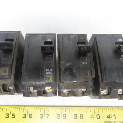 Square D QO Circuit Beakers 2 Pole 15A 30A 40A 70A & 100A Lot of 7