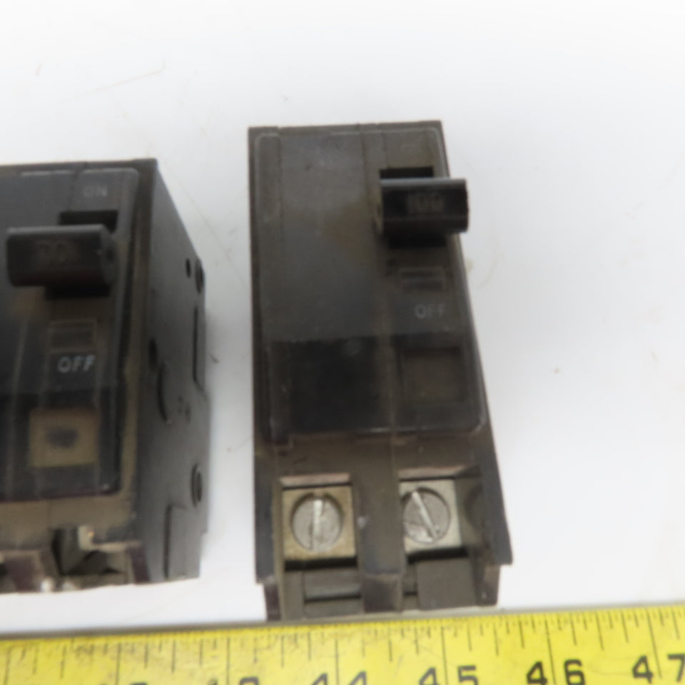 Square D QO Circuit Beakers 2 Pole 15A 30A 40A 70A & 100A Lot of 7